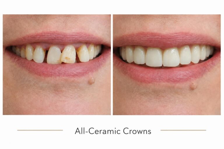 All-ceramic crowns before and after treatment